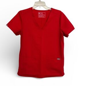 Figs Red scrub top 2 front pockets size small